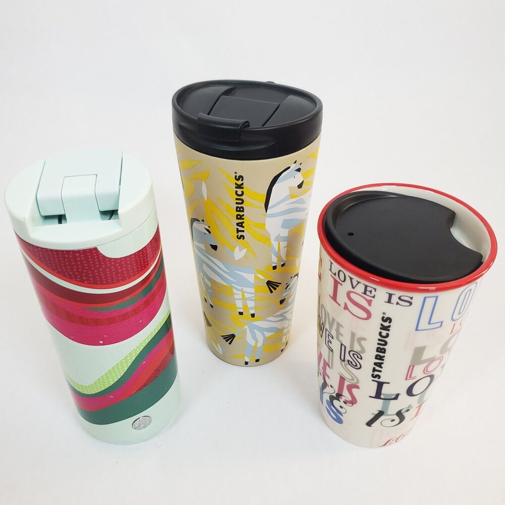 Starbucks Travel Coffee Mug & Tumbler LOT Xmas  Safari & Love Seasonals All 12oz